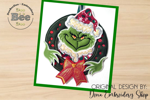 The Grinch Wreath - ITH Project - Machine Embroidery Design