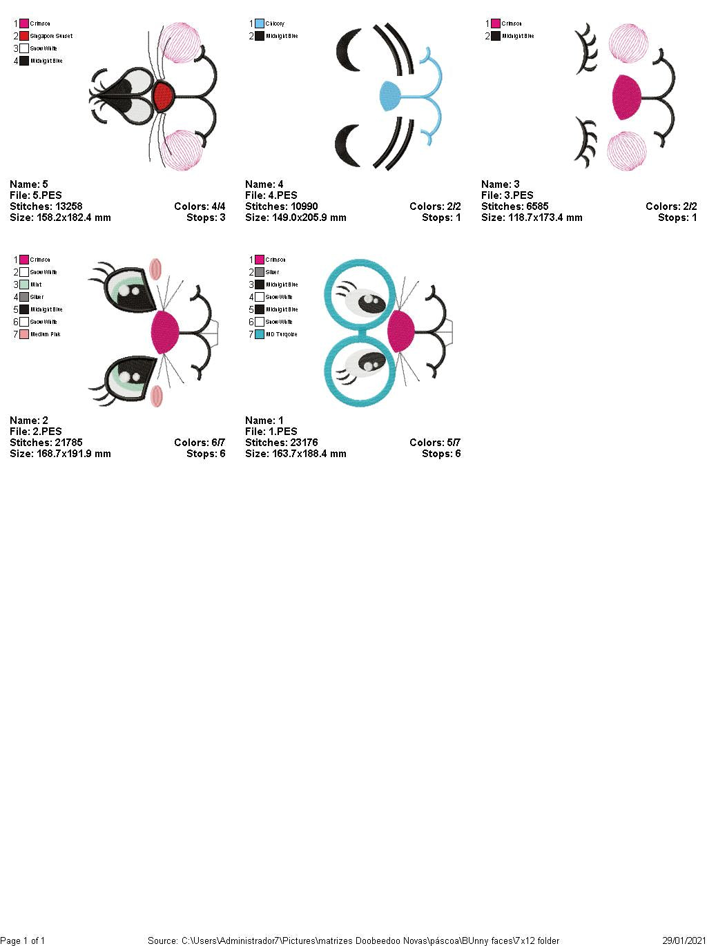 Bunny Faces - Fill Stitch - Hoop - Machine Embroidery Designs