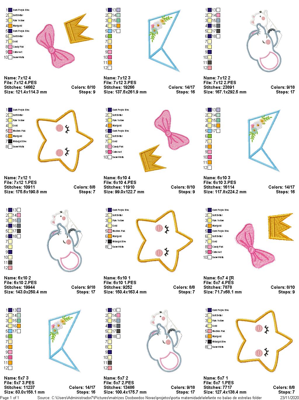 Baby Elephant Balloon Girl Nursery Door - ITH Project - Machine Embroidery Design