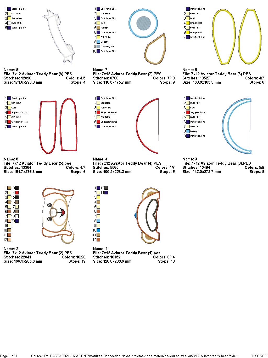 Aviator Teddy Bear Ornament - ITH Project - Machine Embroidery Design