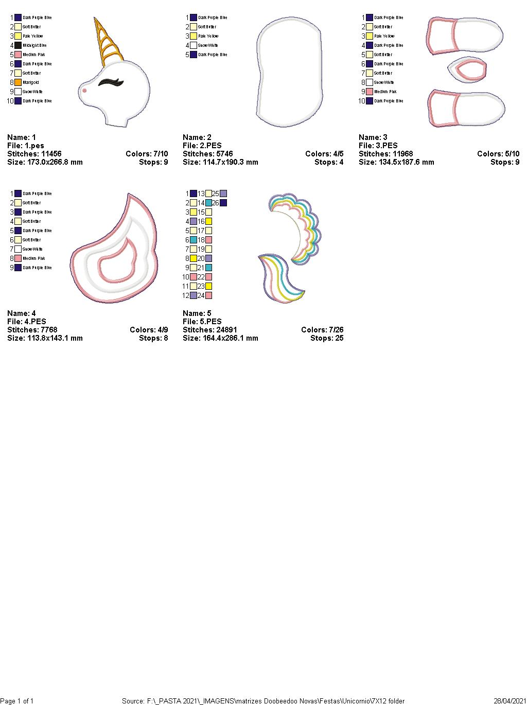 Little Unicorn Cute Ornament - ITH Project - Machine Embroidery Design