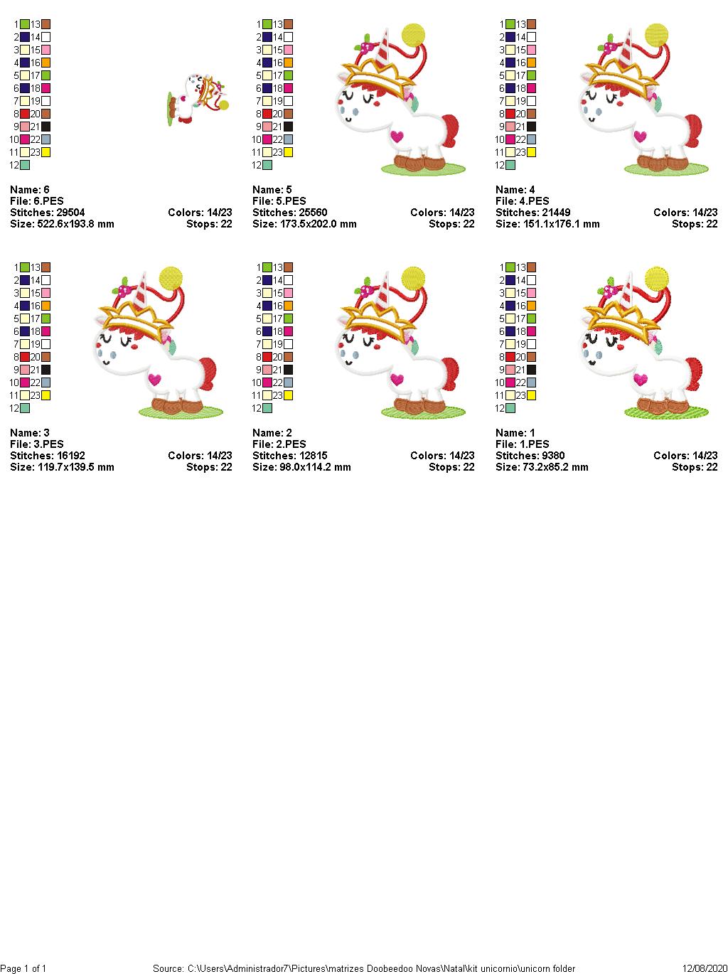 Unicorn Christmas - Applique/ Fill Stitch - 6 Sizes - Machine Embroidery Design