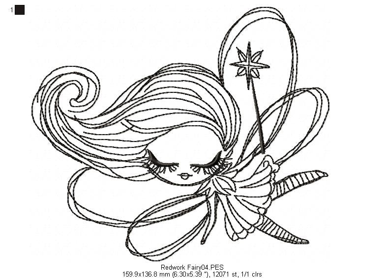 Cute Fairy - Redwork