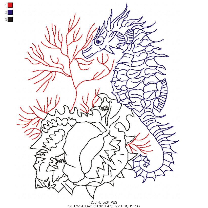 Seahorse - Redwork