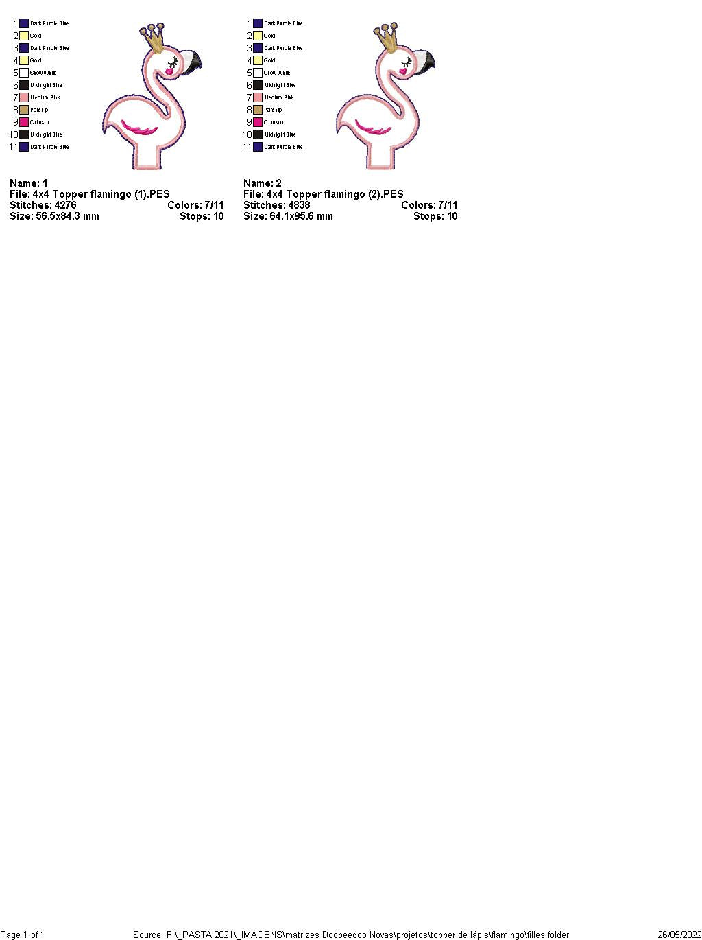 Flamingo Pencil Topper - ITH Project - Machine Embroidery Design