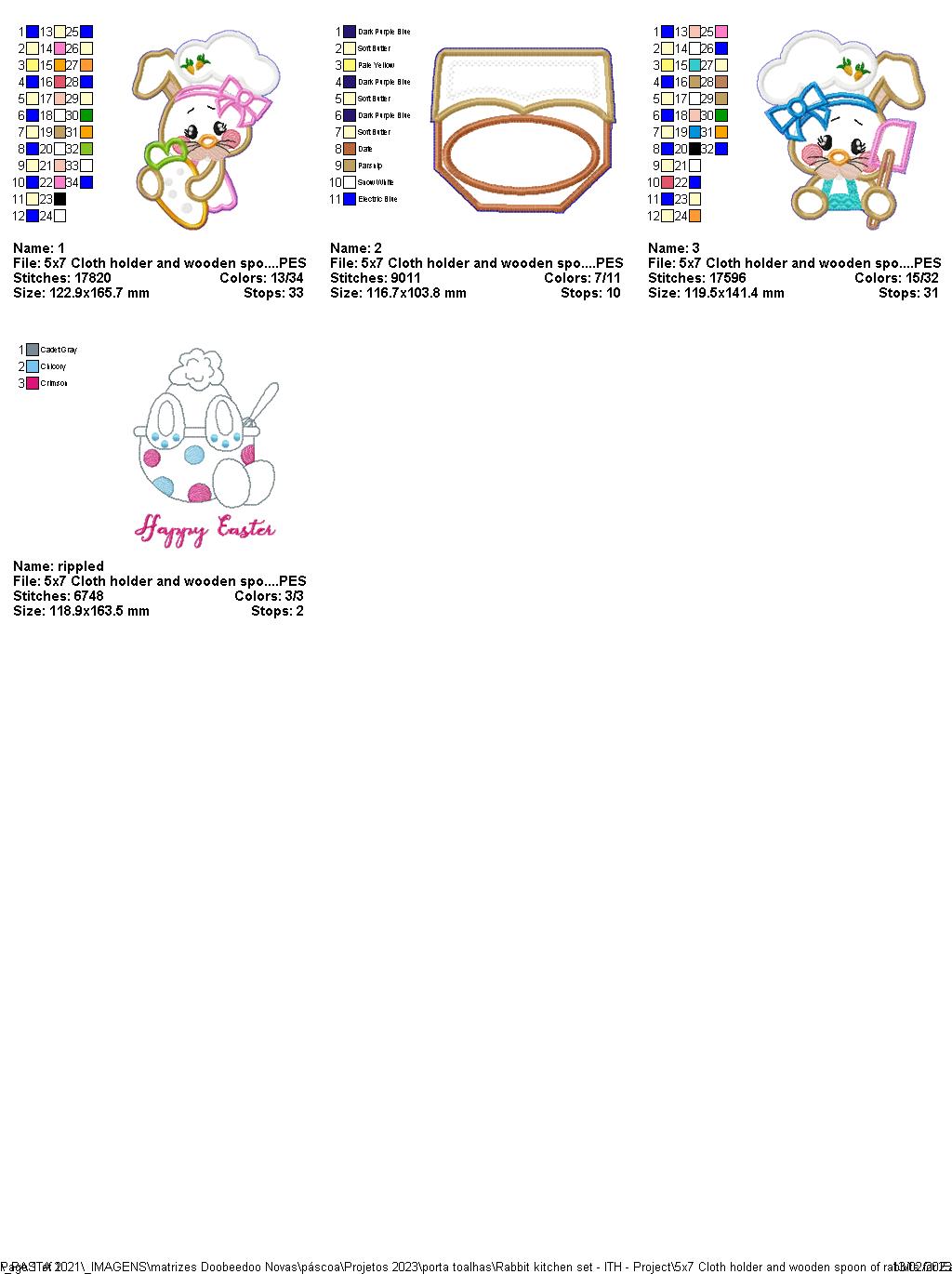 Cooking Rabbits Kitchen Set - ITH Project - Machine Embroidery Design