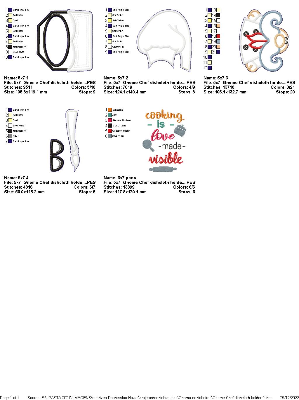 Gnome Chef Dishcloth Holder - ITH Project - Machine Embroidery Design