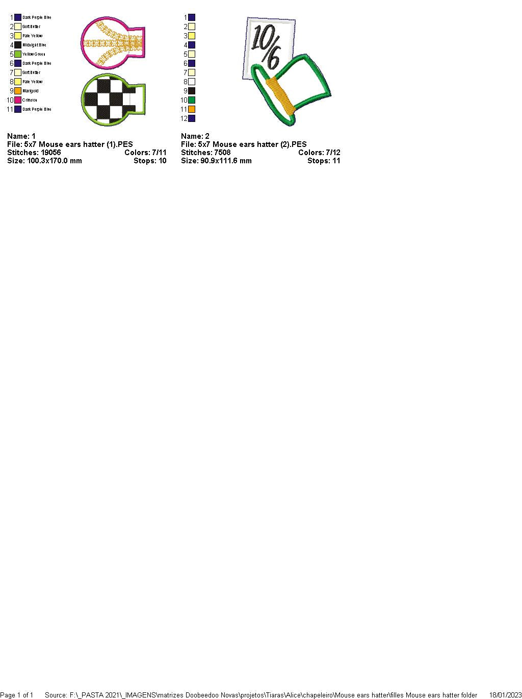 Mouse ears Hatter Headband - ITH Project - Machine Embroidery Design