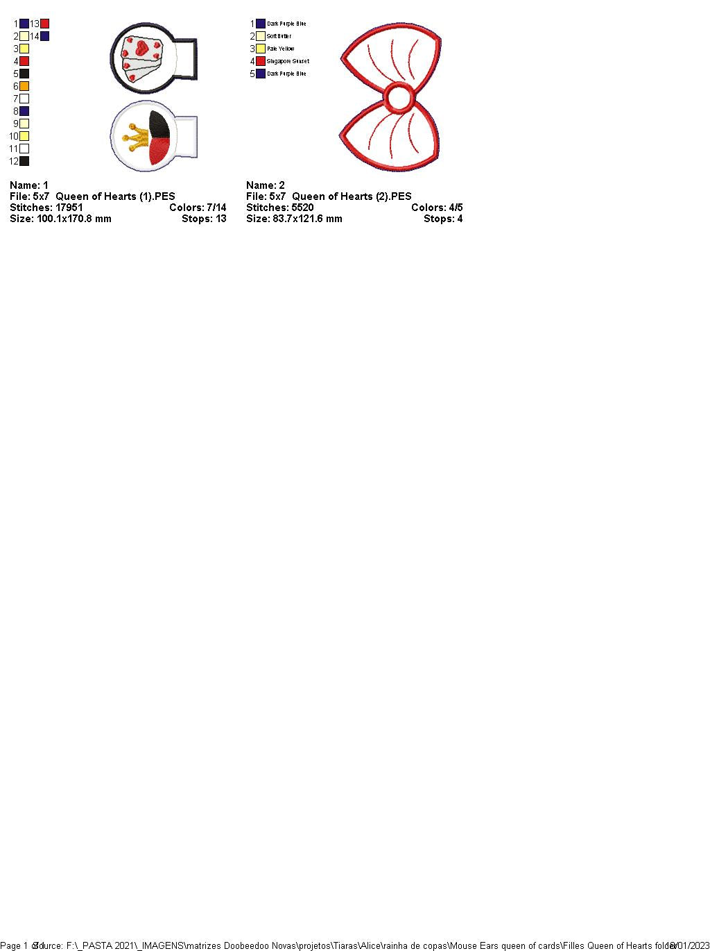 Mouse Ears Queen of Cards - ITH Project - Machine Embroidery Design