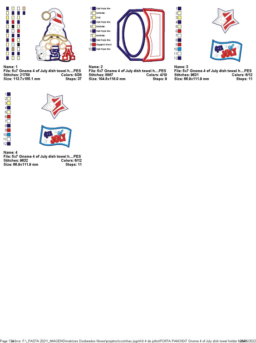 Gnome 4th of July Dish Towel Holder - ITH Project - Machine Embroidery Design