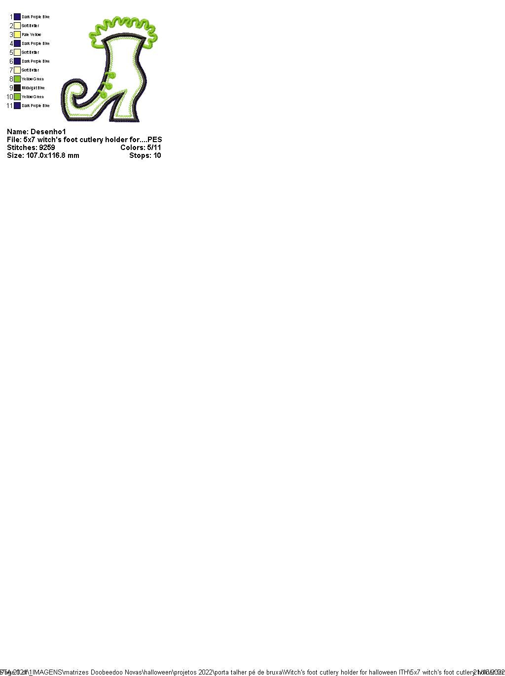 Witch's Foot Cutlery Holder - ITH Project - Machine Embroidery Design