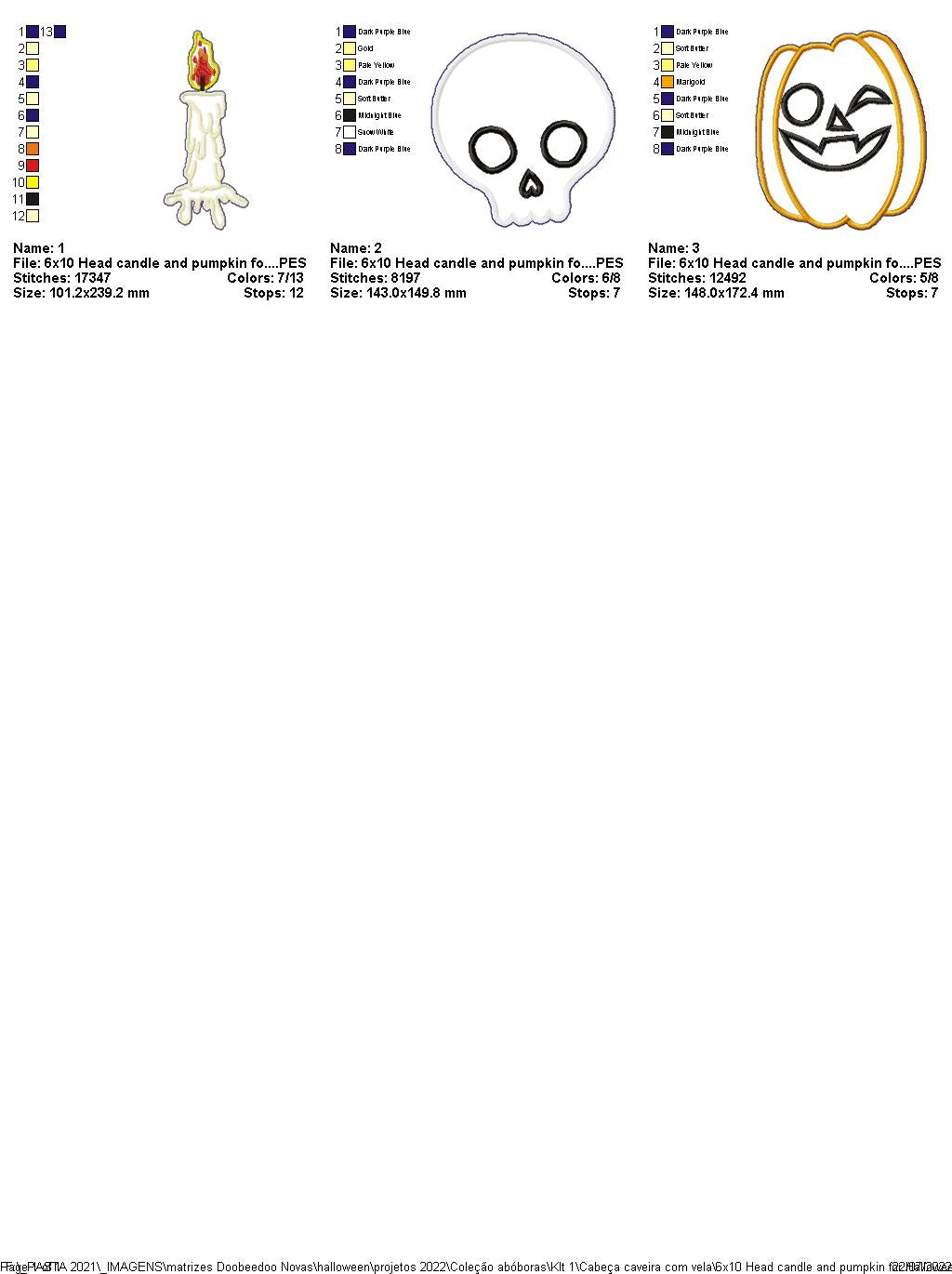 Head Candle and Pumpkin for Halloween - ITH Project - Machine Embroidery Design