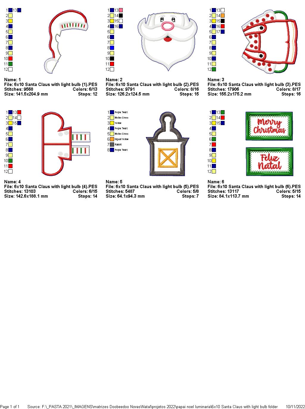 Santa Claus With Light Bulb - ITH Project - Machine Embroidery Design