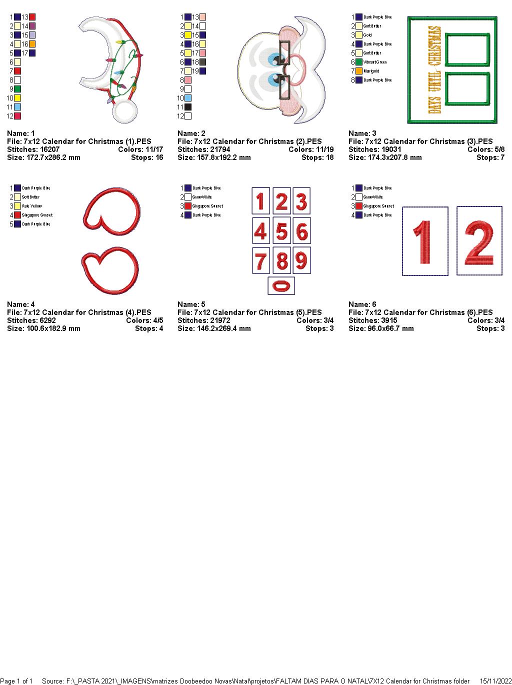 Santa Claus Days Until Christmas - ITH Project - Machine Embroidery Design