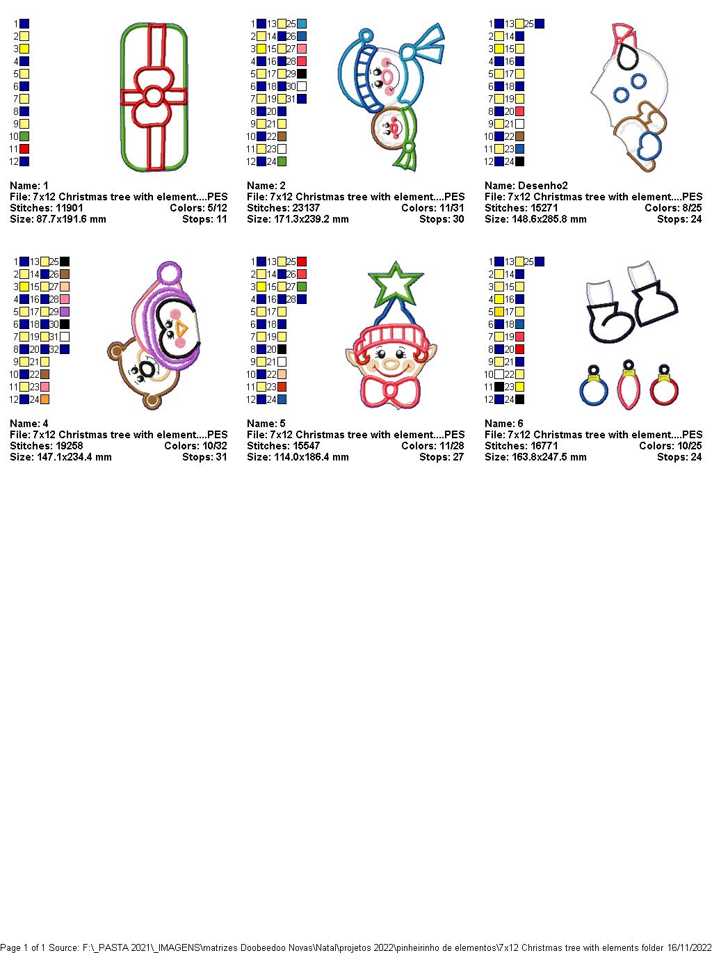 Christmas Tree with Elements - ITH Project - Machine Embroidery Design