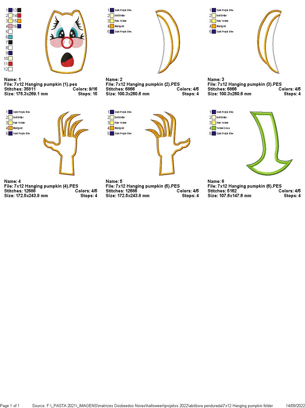 Hanging Pumpkin Halloween - ITH Project - Machine Embroidery Design