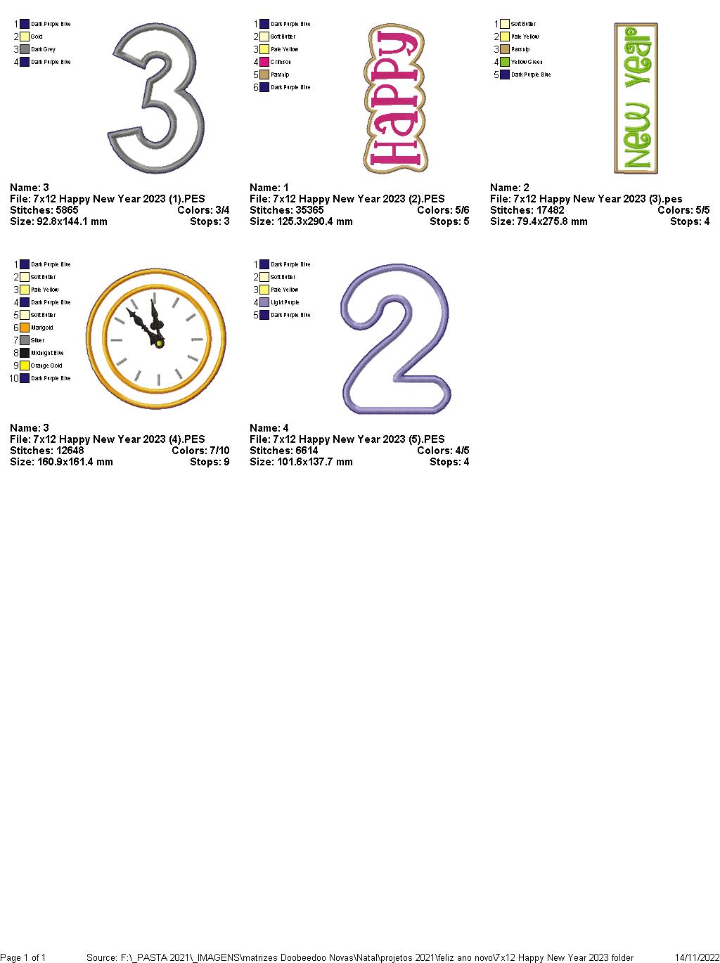 Happy New Year 2023 Vase Ornament - ITH Project - Machine Embroidery Design