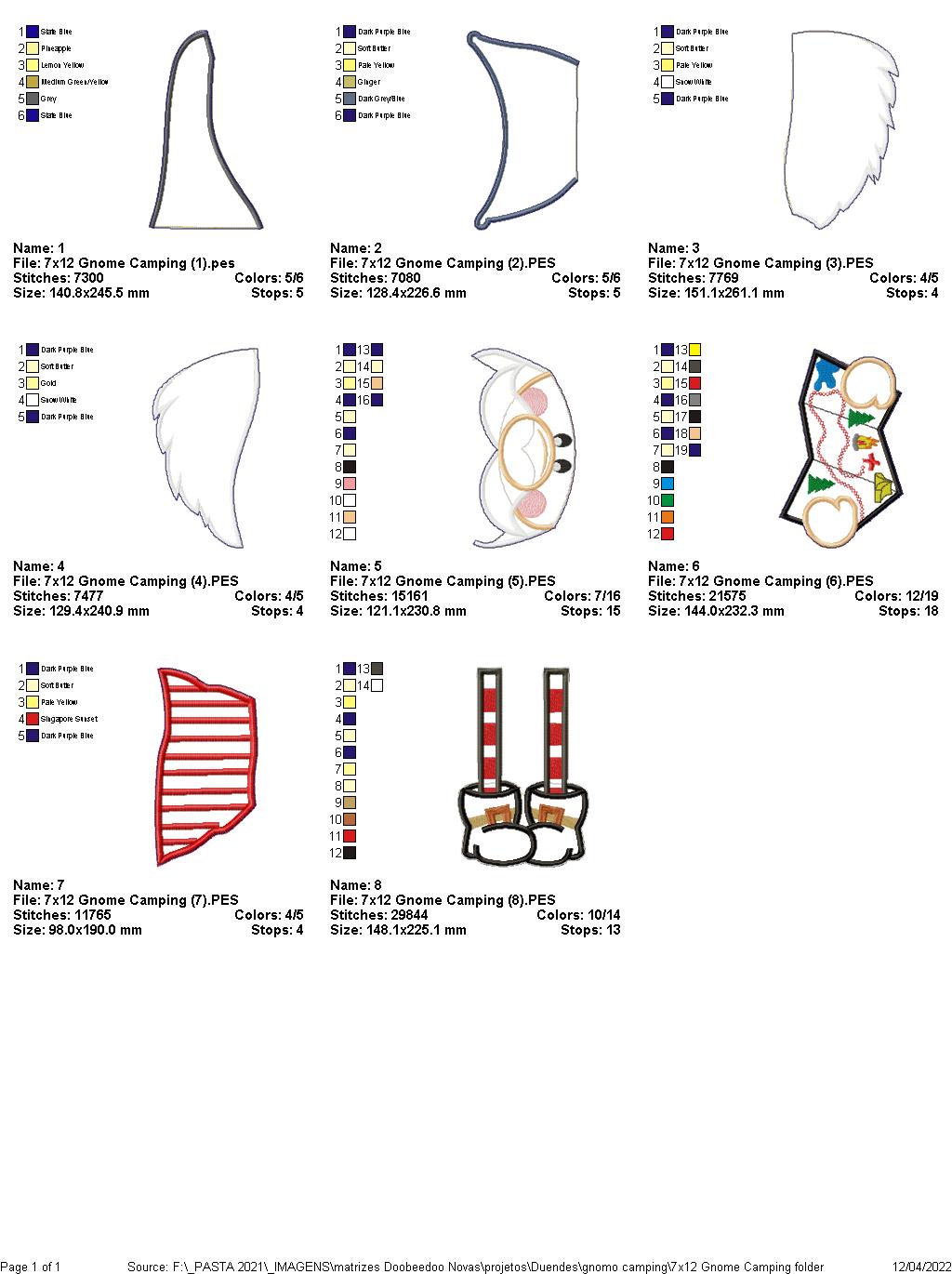 Gnome Camping Ornament - ITH Project - Machine Embroidery Design