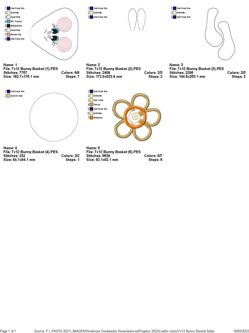 Cute Bunny Basket - ITH Project - Machine Embroidery Design