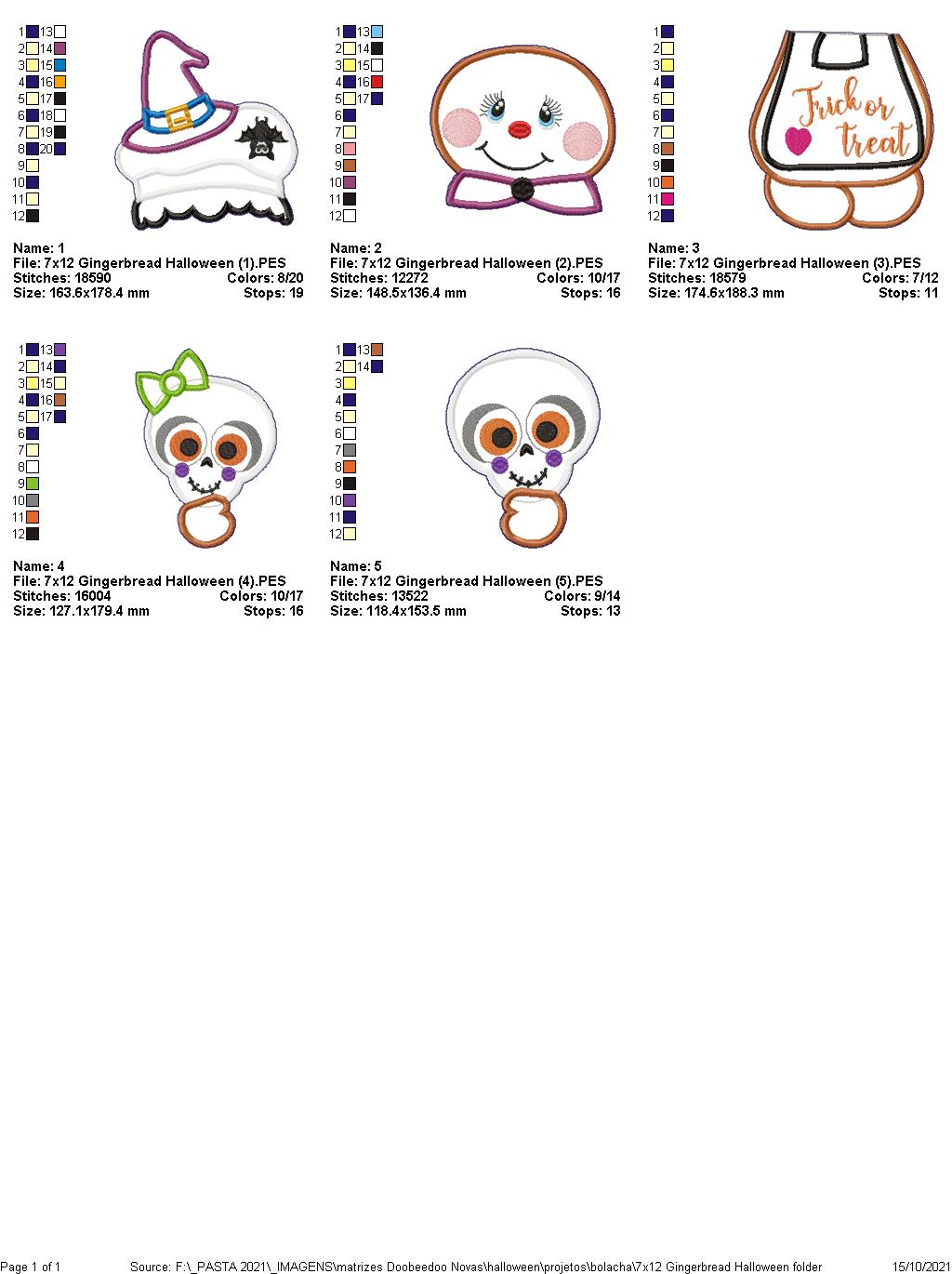 Halloween Gingerbread Ornament - ITH Project - Machine Embroidery Design