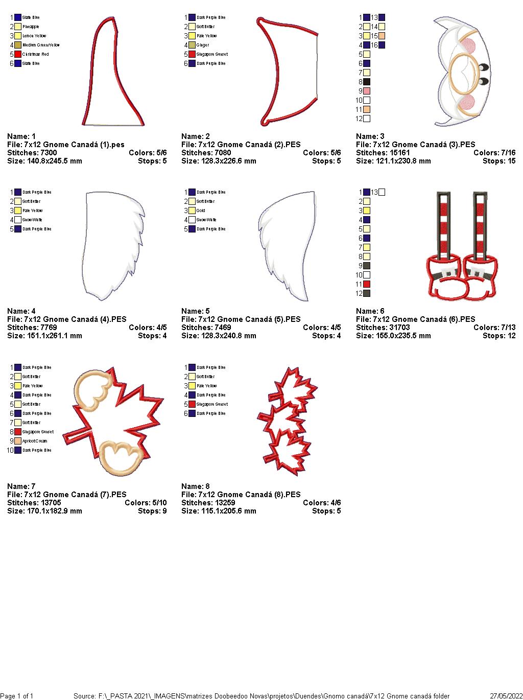 Gnome Canada with Maple Leaf - ITH Project - Machine Embroidery Design