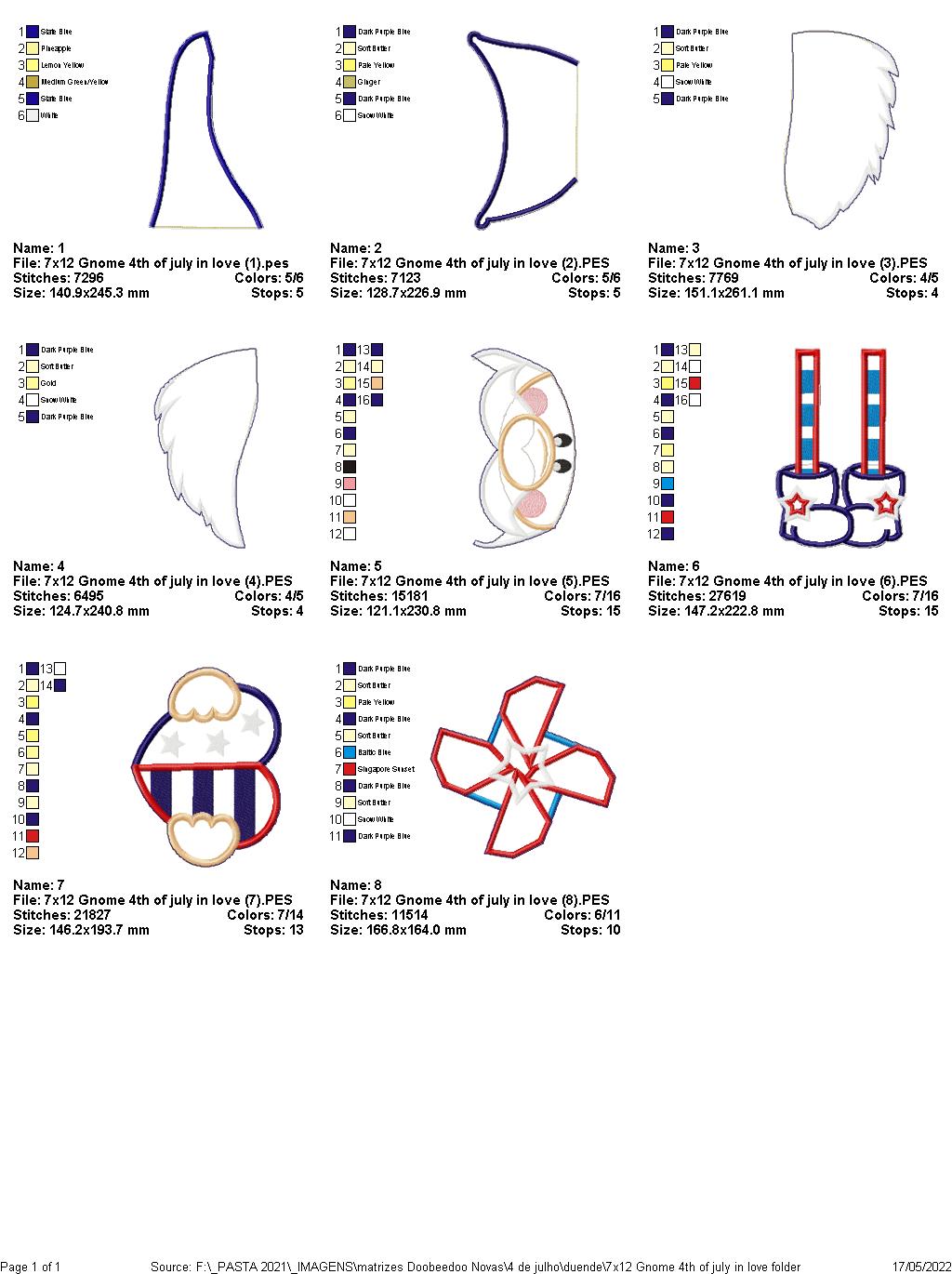 Gnome 4th of July in Love - ITH Project - Machine Embroidery Design