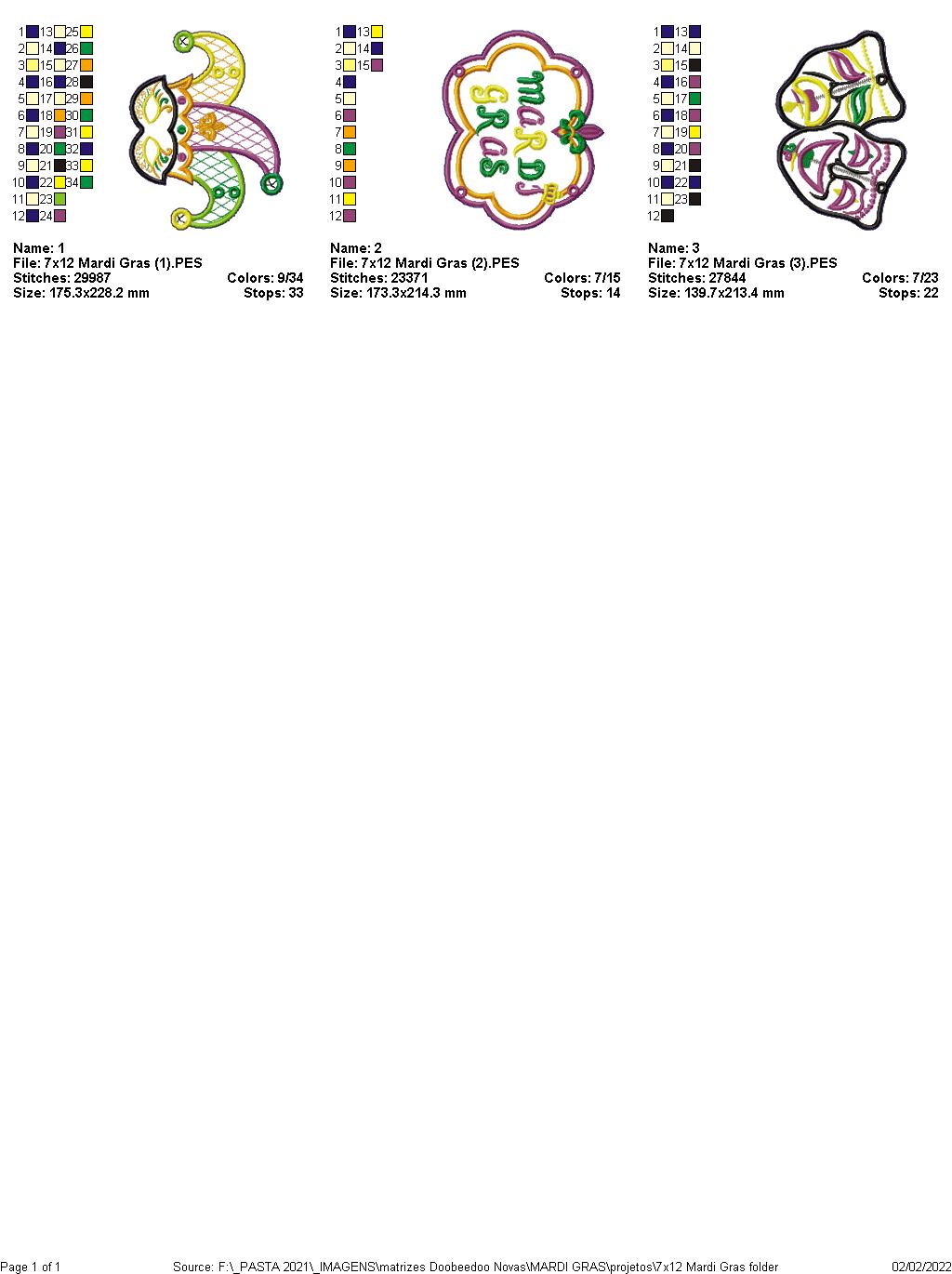 Mardi Gras Door Ornament - ITH Project - Machine Embroidery Design