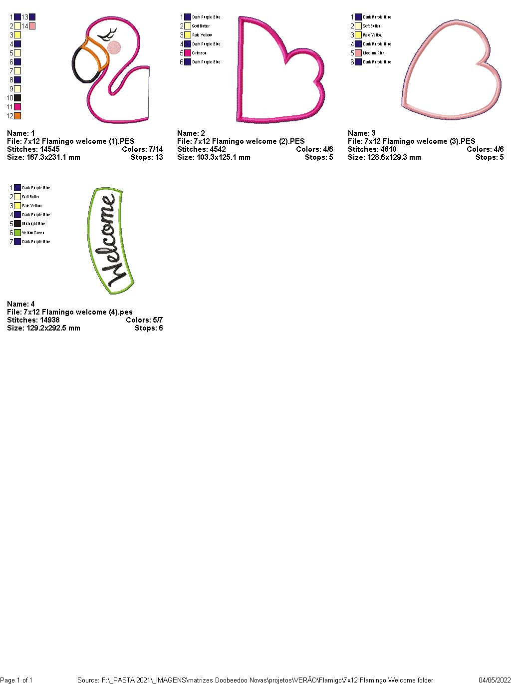 Flamingo Welcome Ornament - ITH Project - Machine Embroidery Design