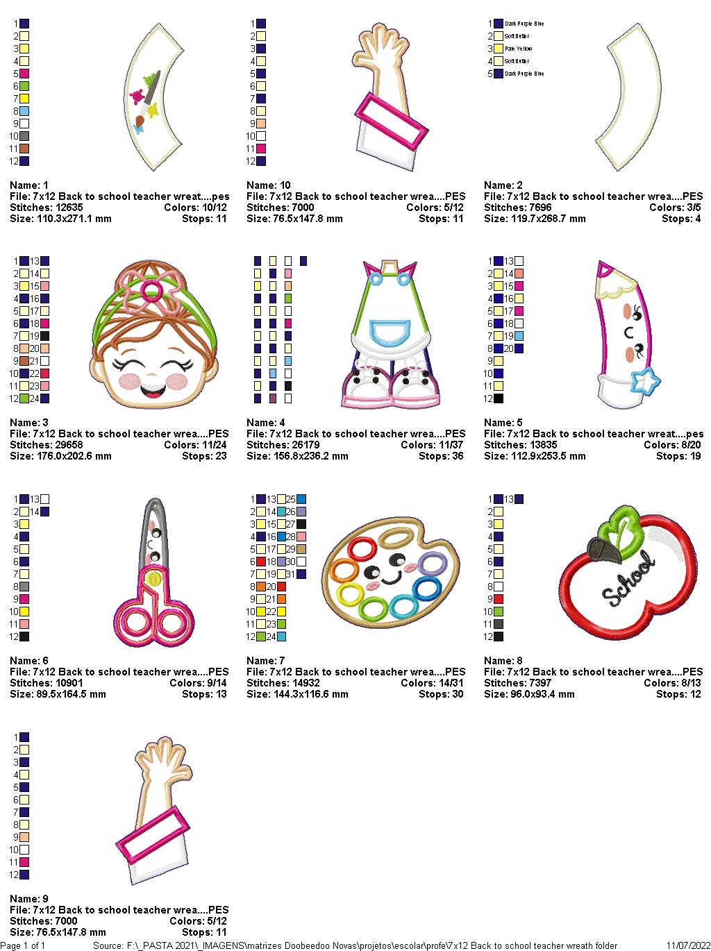 Back to School Wreath - ITH Project - Machine Embroidery Design