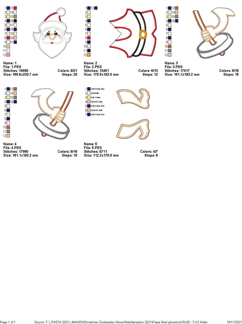 Santa Claus Lifting Weight Ornament - ITH Project - Machine Embroidery Design