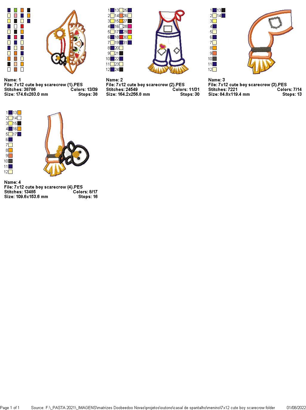 Cute Boy Scarecrow Vase Ornament - ITH Project - Machine Embroidery Design