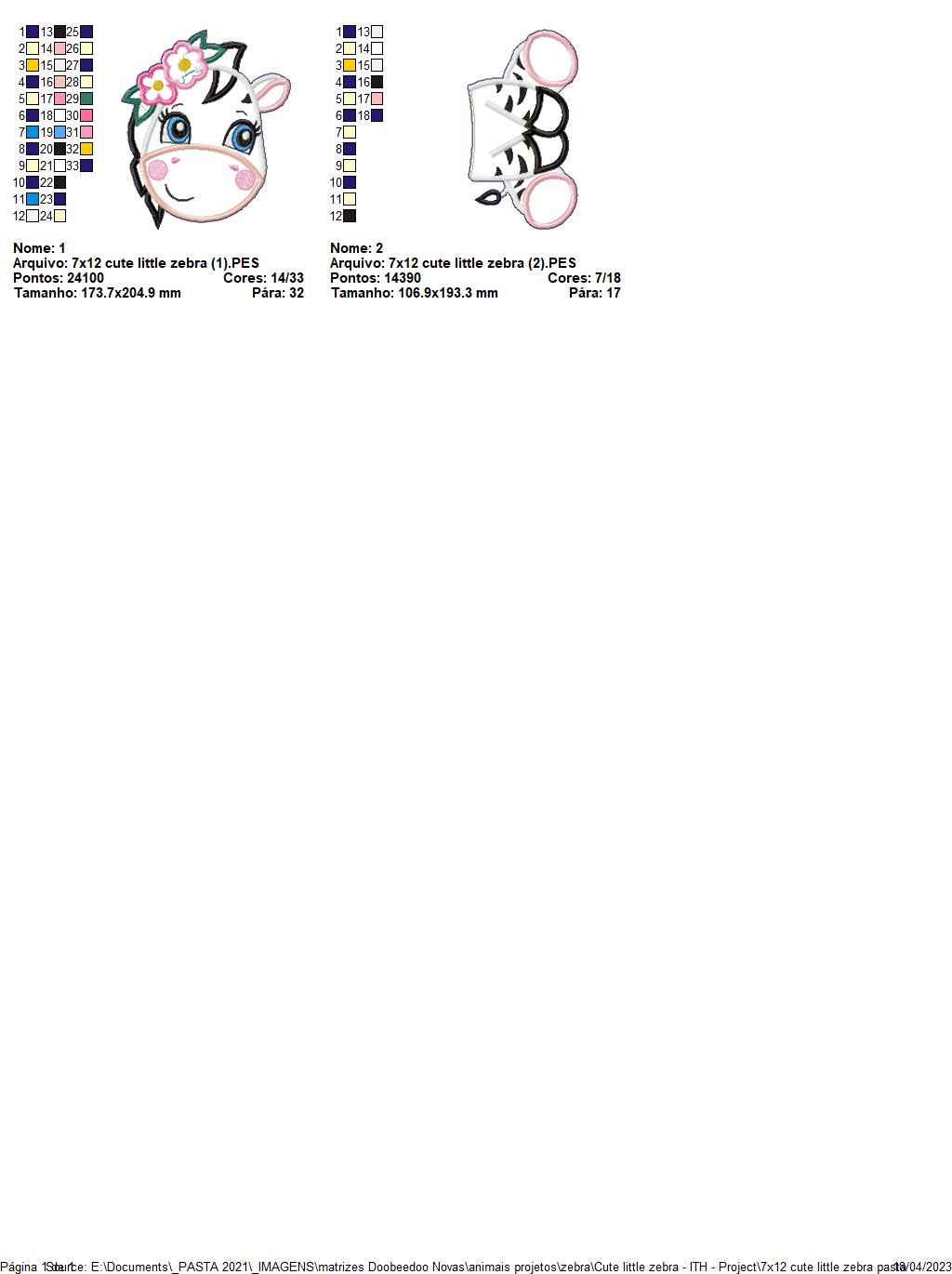 Cute Little Zebra with Flowers - ITH Project - Machine Embroidery Design