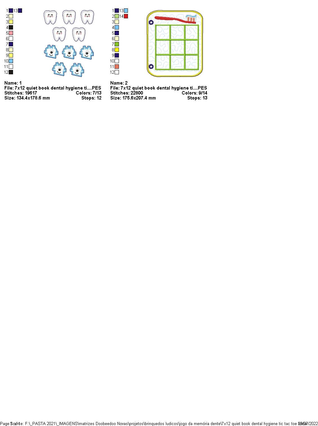 Dental Hygiene Tic Tac Toe Sensory Book - ITH Project - Machine Embroidery Design