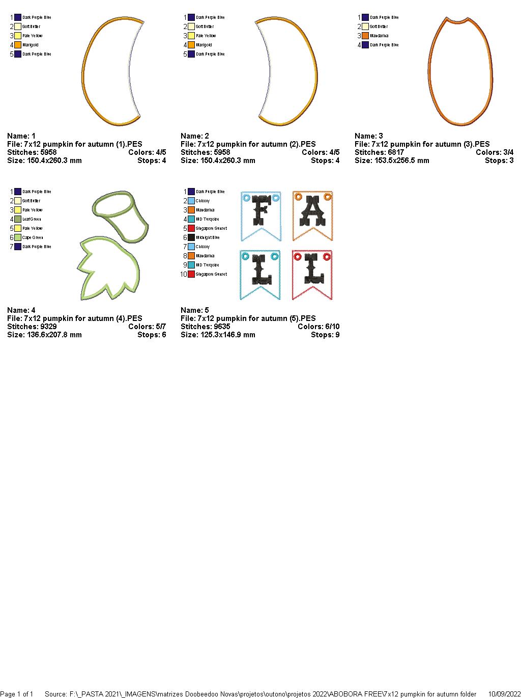 Pumpkin Autumn Door Ornament - ITH Project - Machine Embroidery Design