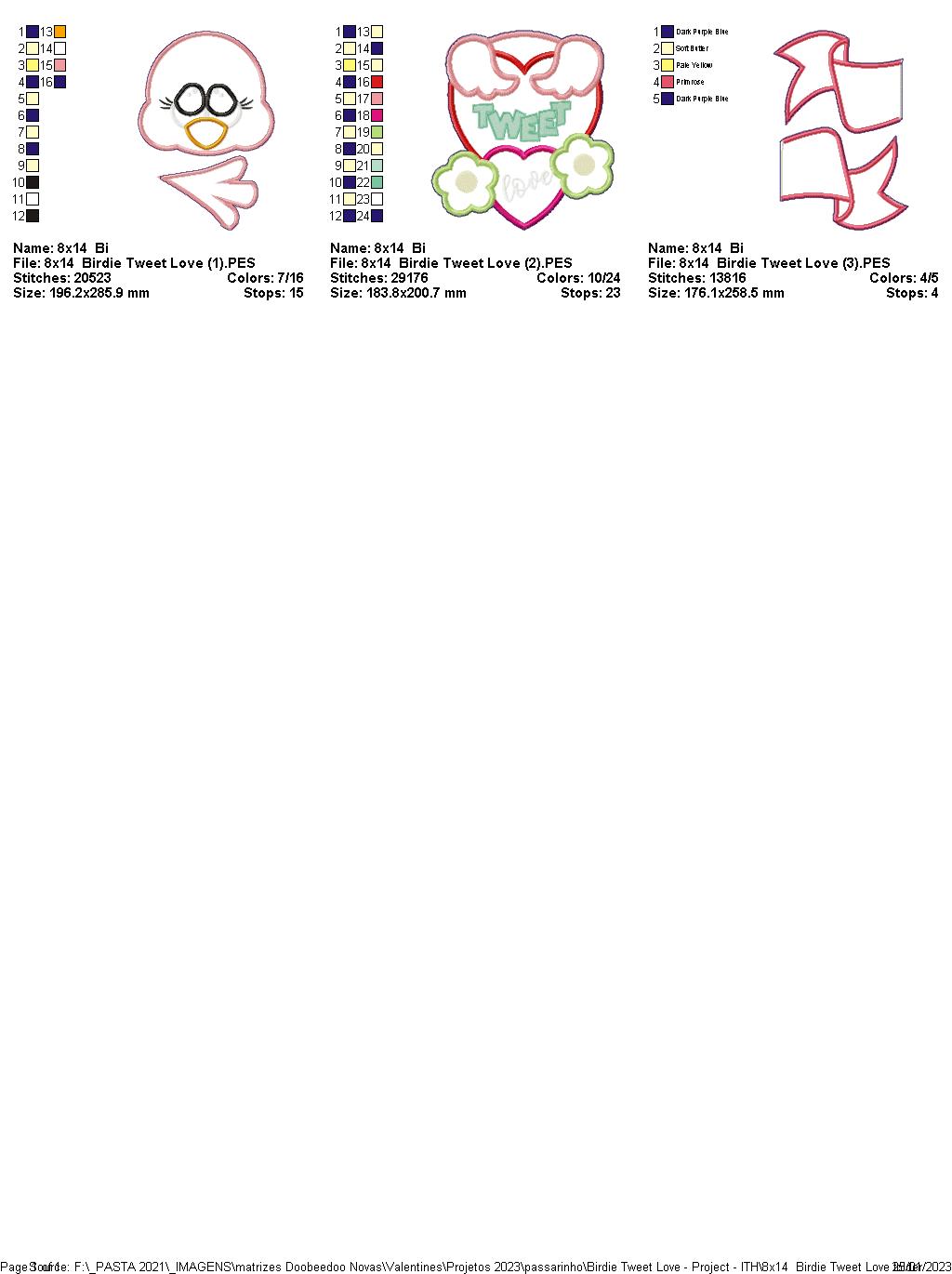 Birdie Tweet Love - ITH Project - Machine Embroidery Design