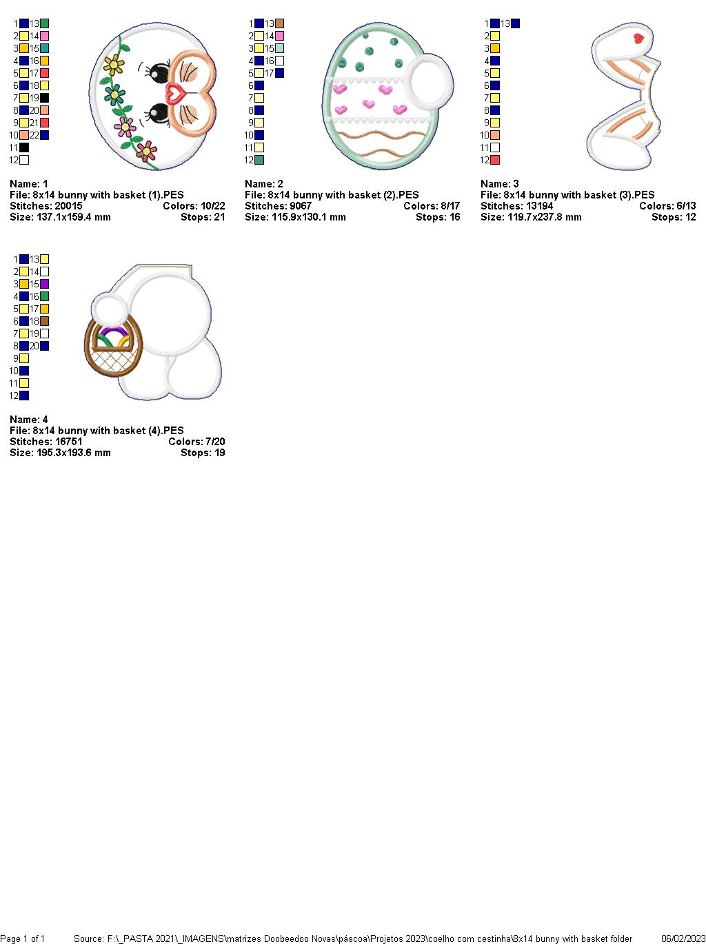 Bunny with Basket - ITH Project - Machine Embroidery Design