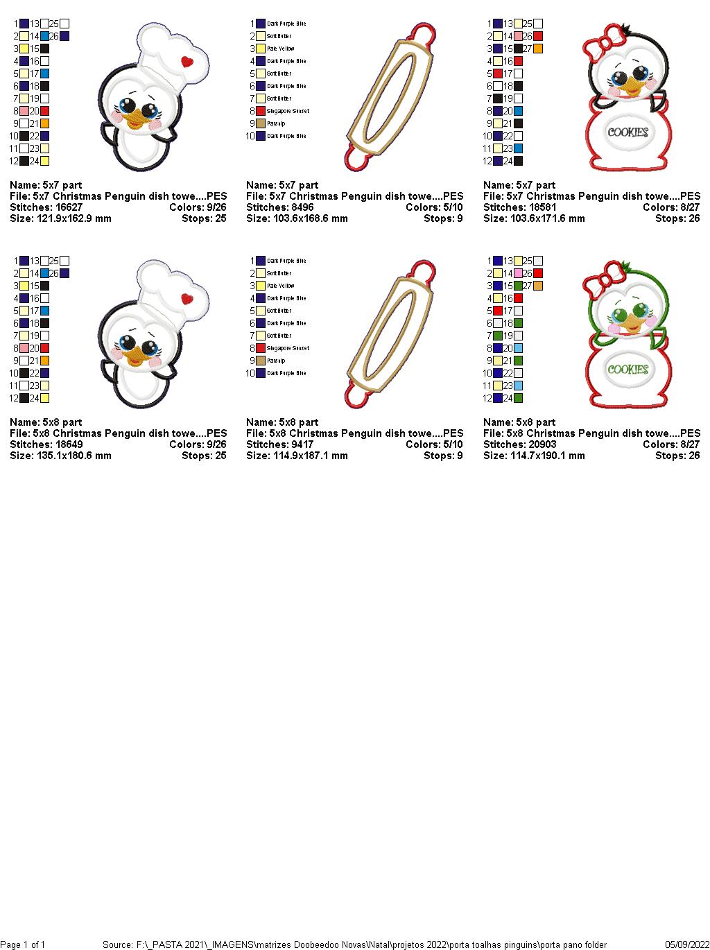Penguin Dish Towel Holder - ITH Project - Machine Embroidery Design