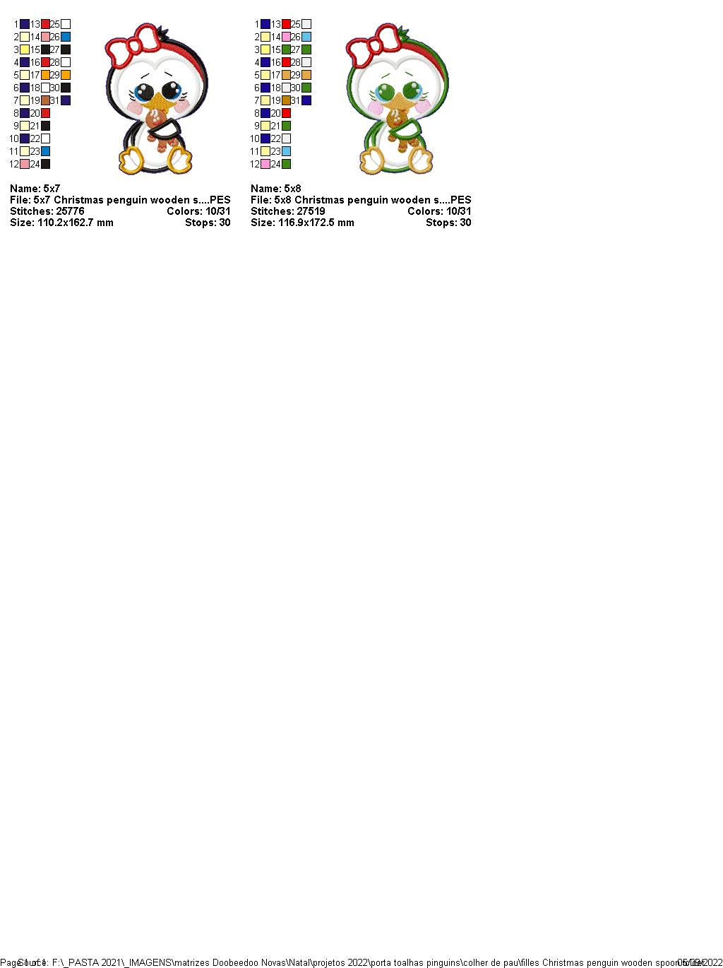 Penguin for Woden Spoon - ITH Project - Machine Embroidery Design