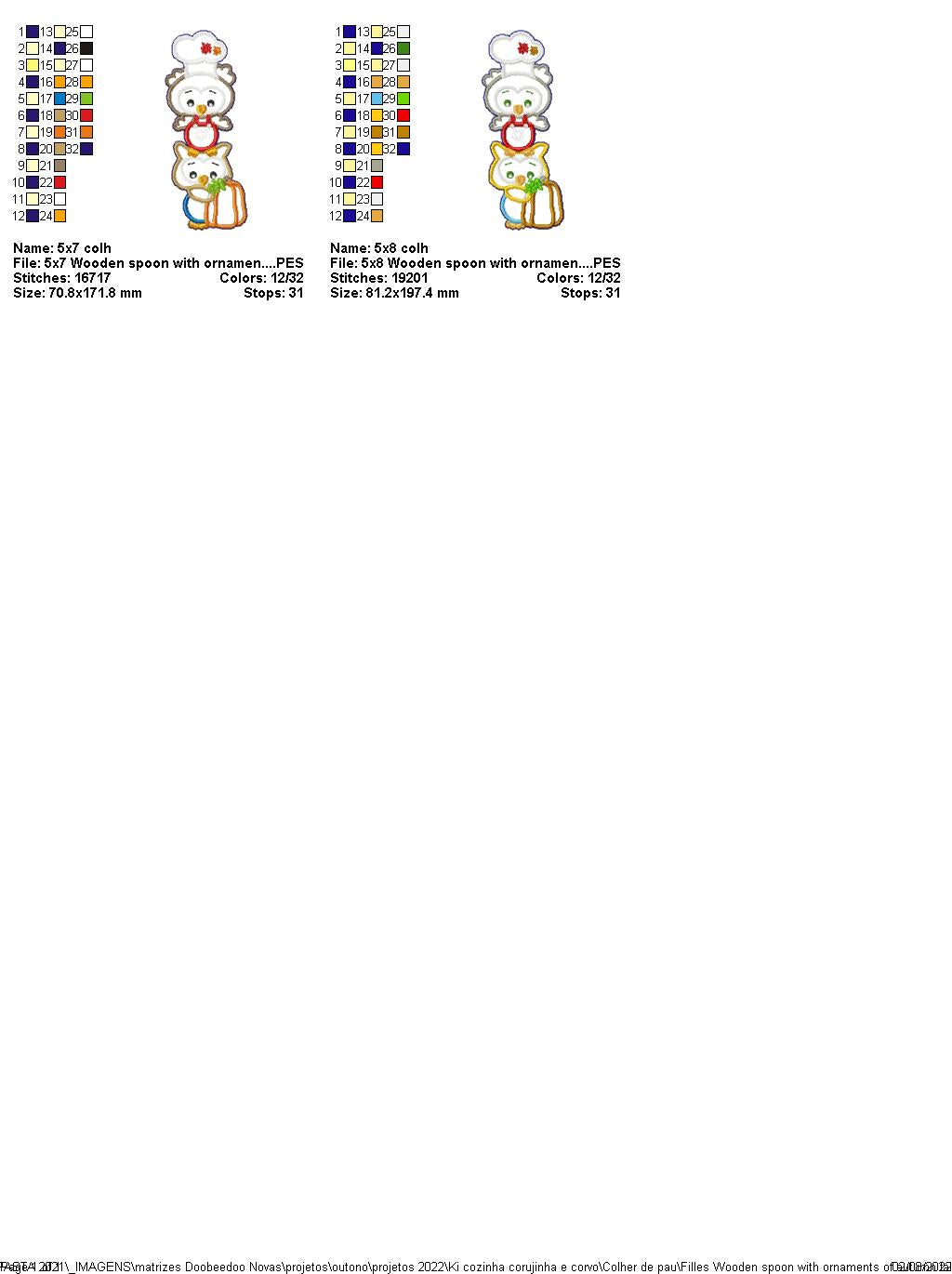 Cute Autumn Kitchen Set of 2 Designs - ITH Project - Machine Embroidery Design