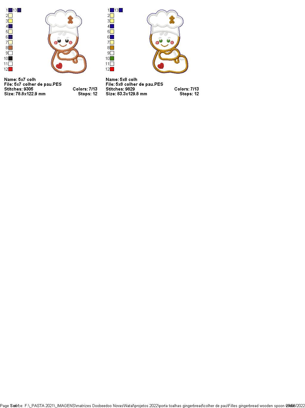 Gingerbread for Wooden Spoon - ITH Project - Machine Embroidery Design