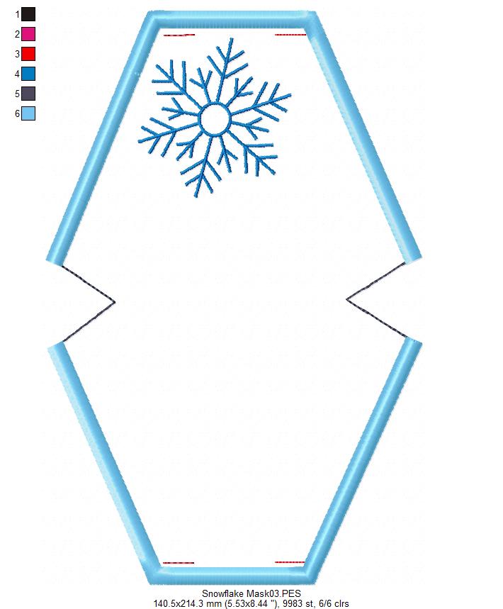 Snowflake Face Mask - ITH Project - Machine Embroidery Design