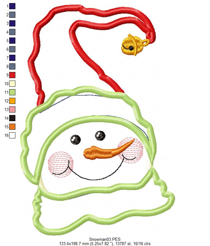 Cute Snowman - Applique