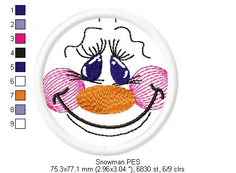 Country Snowman Ornament - ITH Project - Machine Embroidery Design