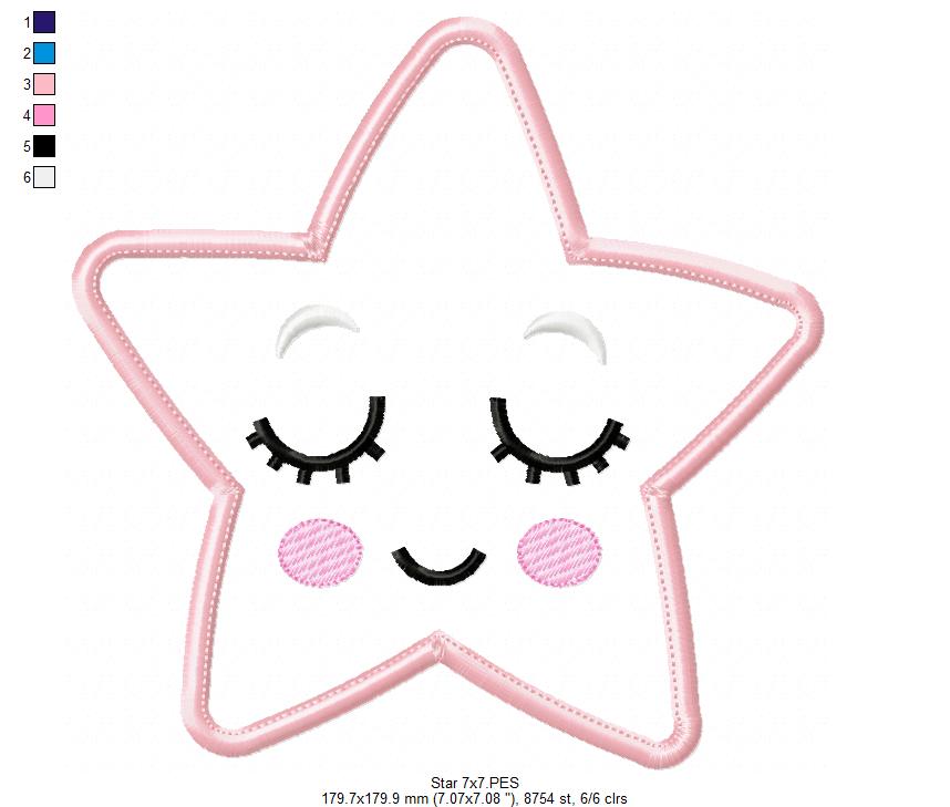 Cloud, Moon and Star - Applique - Set of 3 designs