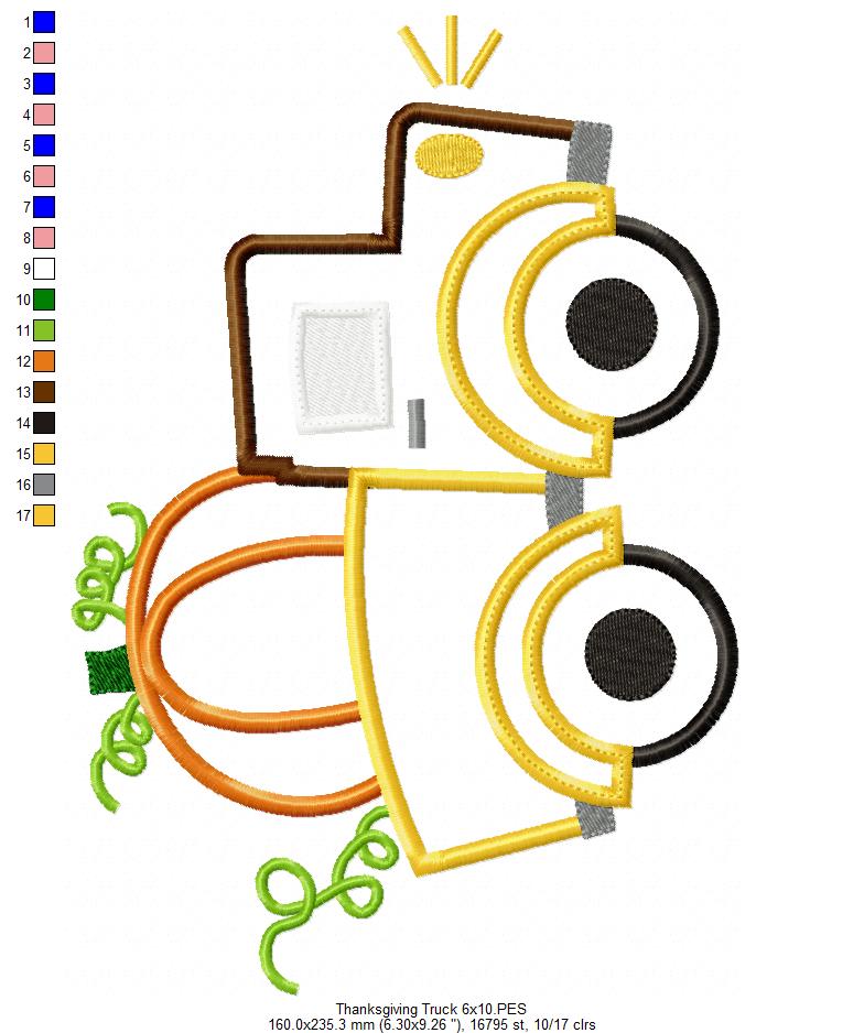 Thanksgiving Pumpkin Truck - Applique