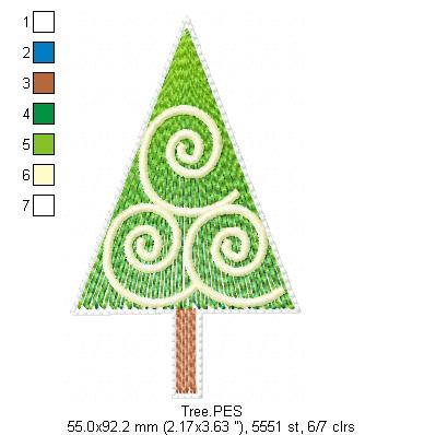 Christmas Ornaments Rippled - Applique - Machine Embroidery Design