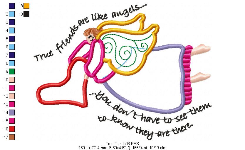 True friends are like angels - Applique
