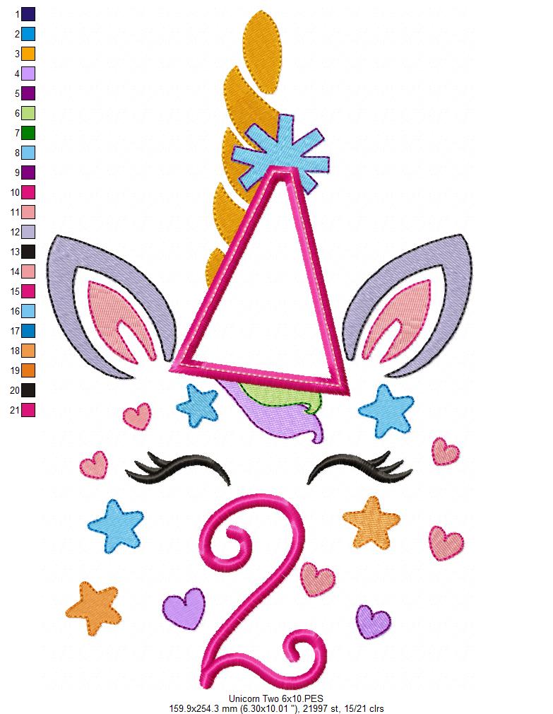 Unicorn Birthday Two - Applique