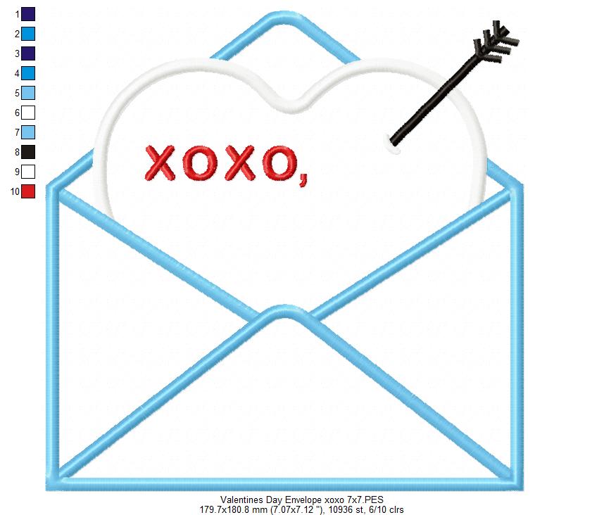 Valentine's Day Envelope and Letter - Applique