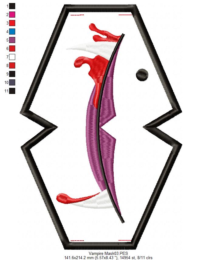 Vampire Face Mask - ITH Project - Machine Embroidery Design